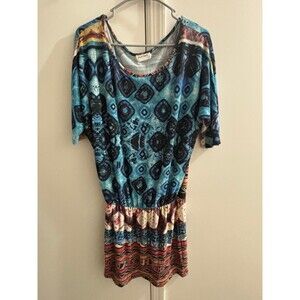 Style Rack Print Mini Dress Cinched Waist